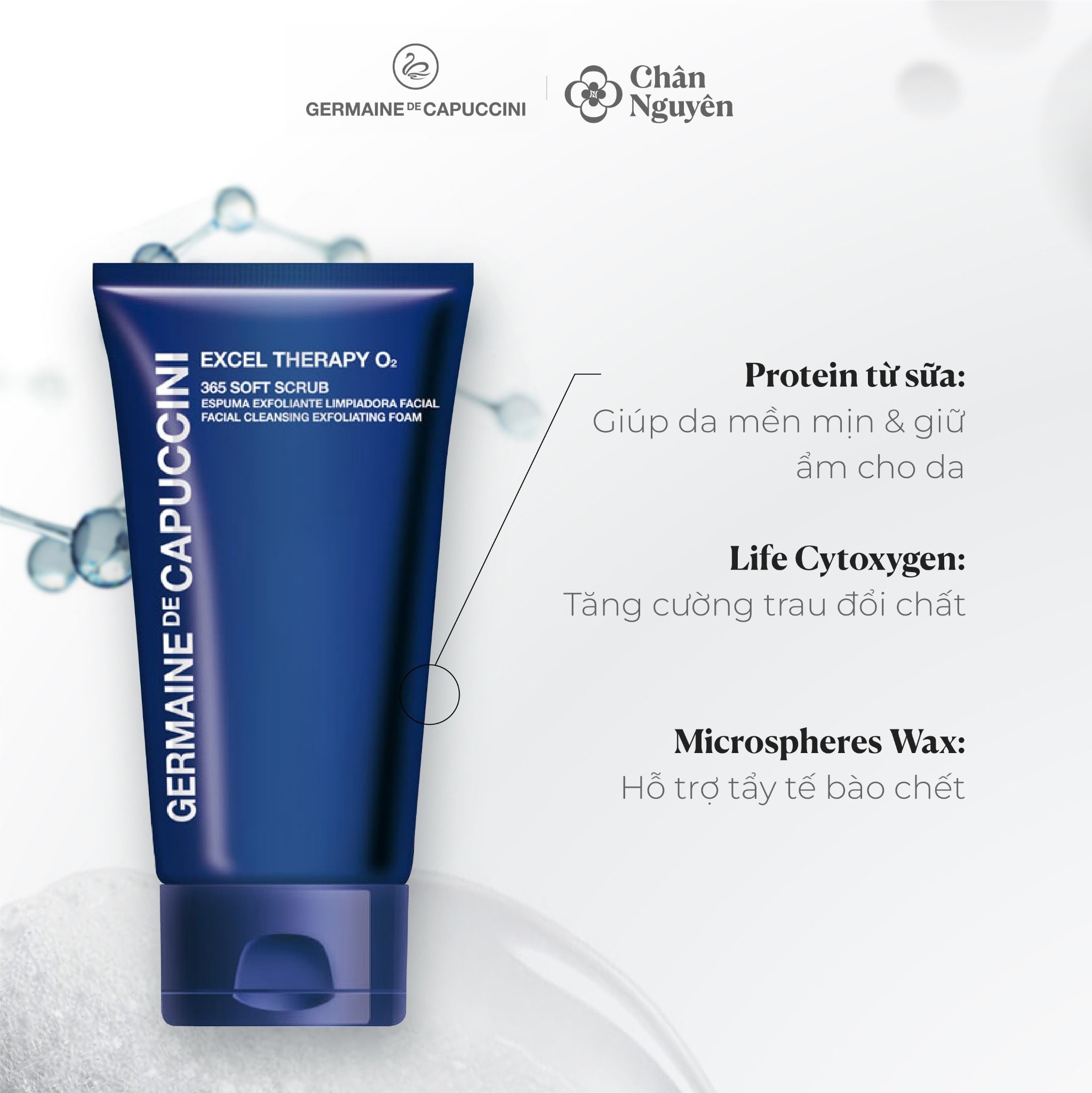  SỮA RỬA MẶT TẨY TẾ BÀO CHẾT GERMAINE DE CAPUCCINI 365 SOFT SCRUB CLEANSING 