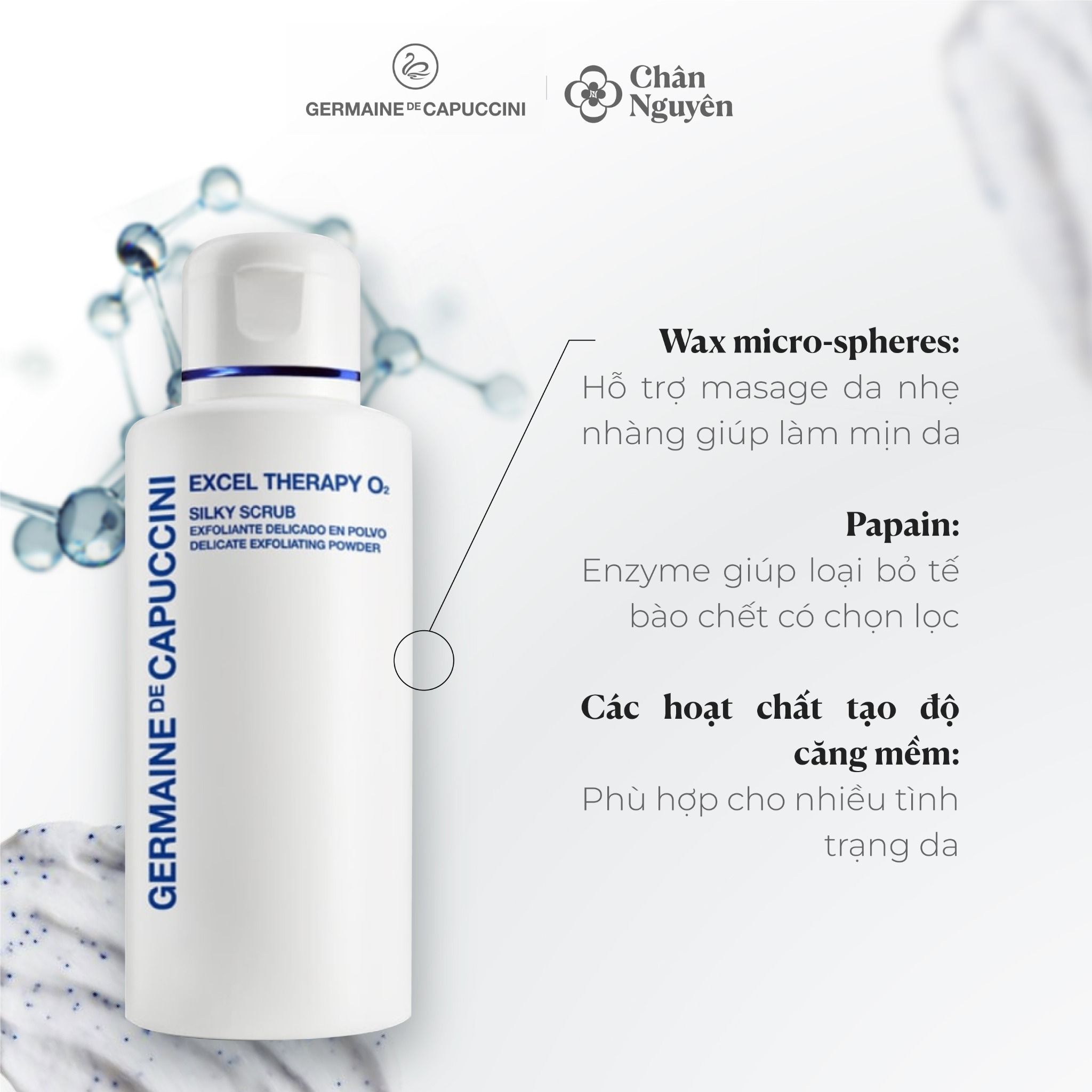 TẨY TẾ BÀO CHẾT GERMAINE DE CAPUCCINI SILKY SCRUB - DELICATE EXFOLIATING POWDER