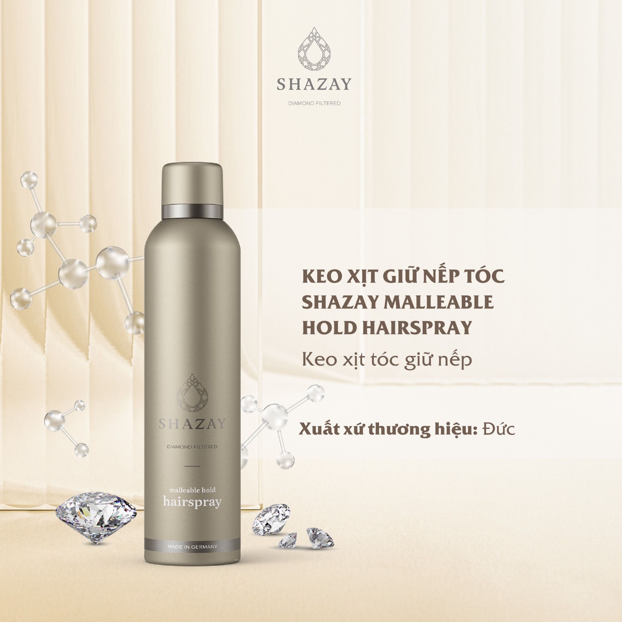 KEO XỊT GIỮ NẾP TÓC SHAZAY MALLEABLE HOLD HAIRSPRAY