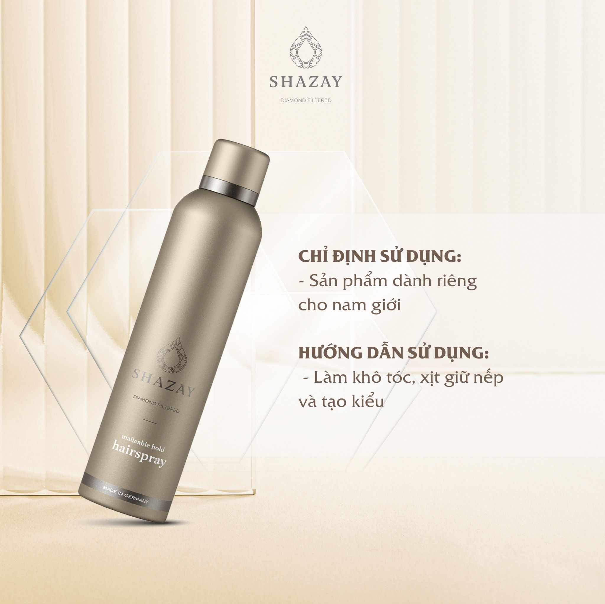 KEO XỊT GIỮ NẾP TÓC SHAZAY MALLEABLE HOLD HAIRSPRAY