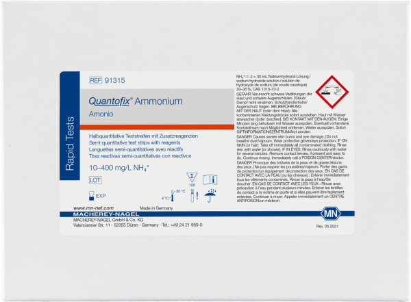 Que thử bán định lượng QUANTOFIX Ammonium <br> P/N: 91315 <br> Quy cách: 100 test(s)/hộp
