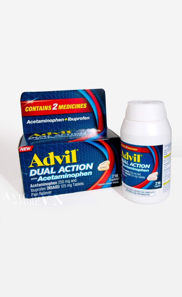 Hộp Viên Uống Giảm Đau Hạ Sốt Advil Mỹ Dual Action With Acetaminophen 216v-SKGD11210523