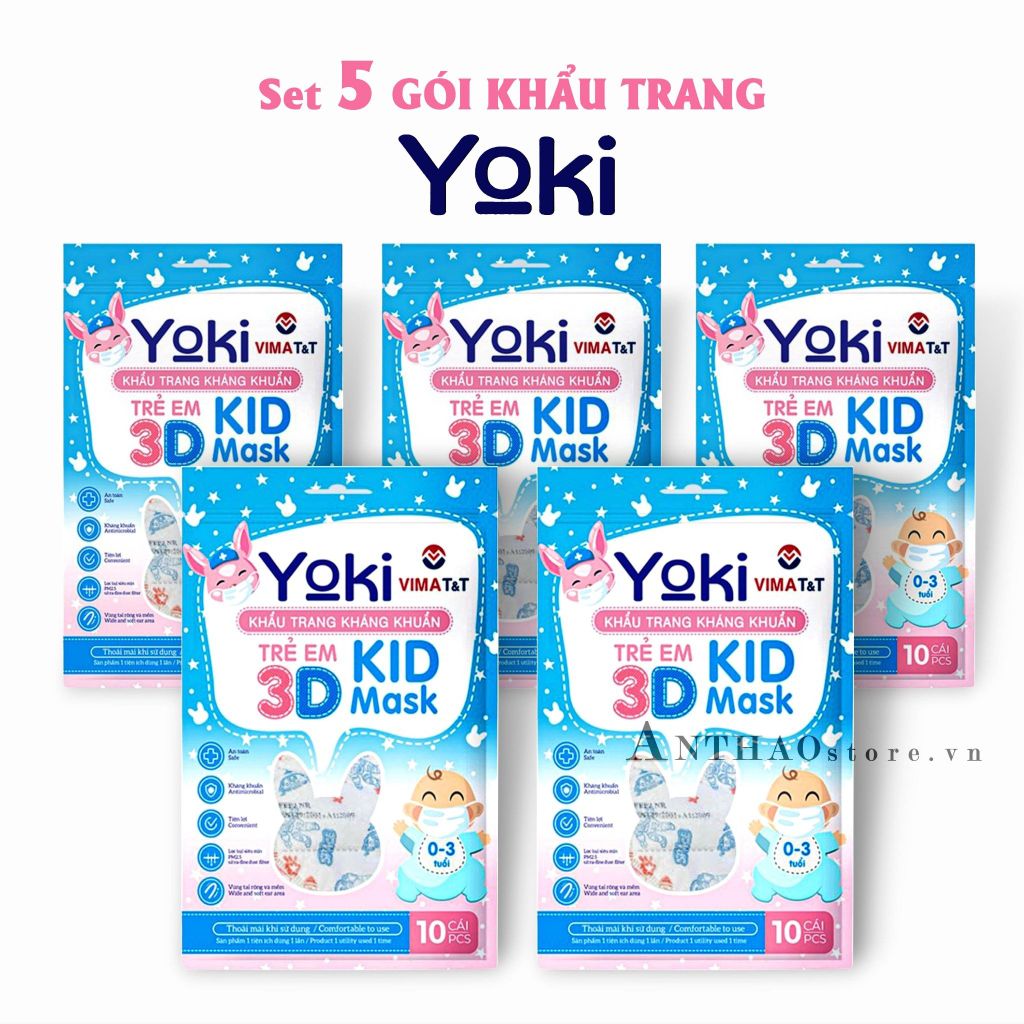 Set 5 Gói Khẩu Trang Yoki Trẻ Em từ 1 đến 3t (50 cái)-TYKTB032225