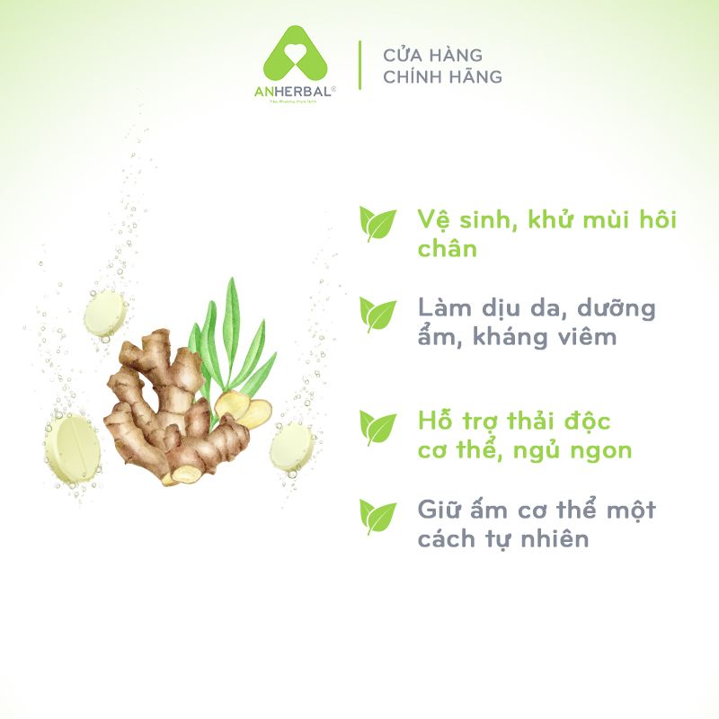 Viên sủi ngâm chân Thảo mộc và Tinh dầu Gừng