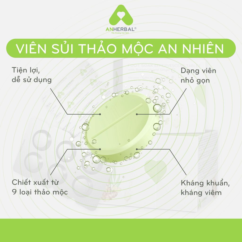 Viên sủi ngâm chân Thảo mộc và Tinh dầu Tràm trà