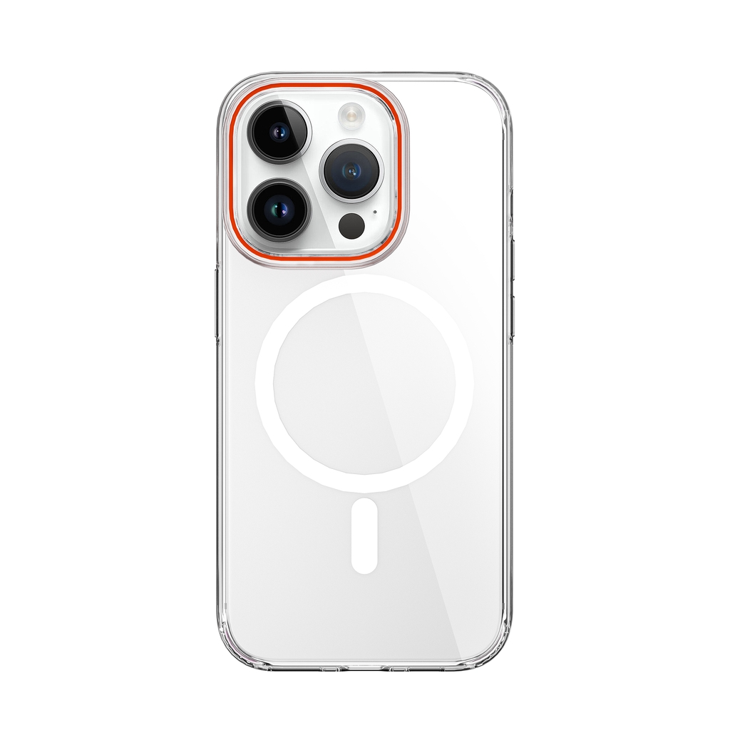 ỐP NHỰA TRONG CỨNG MAGSAFE VIỀN CAM MÀU IPHONE 15 PROMAX