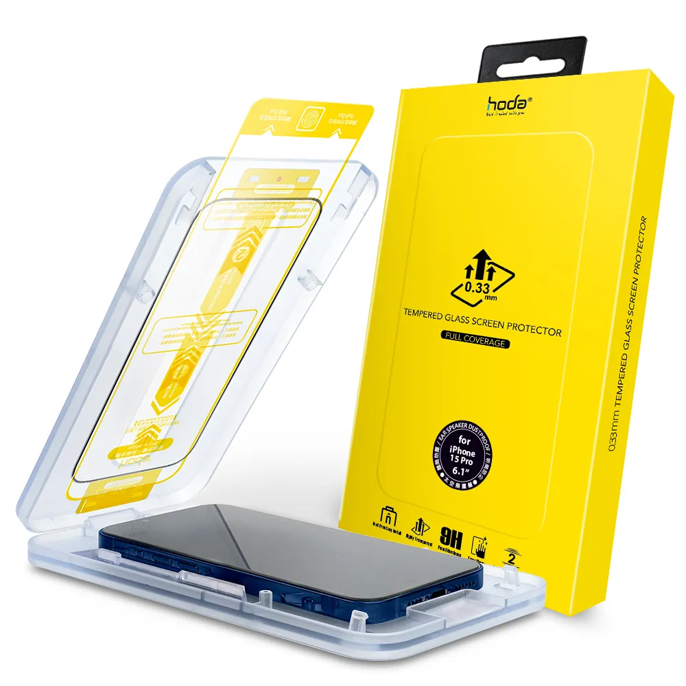 Miếng dán cường lực kèm khung trợ dán HODA iPhone 15 series