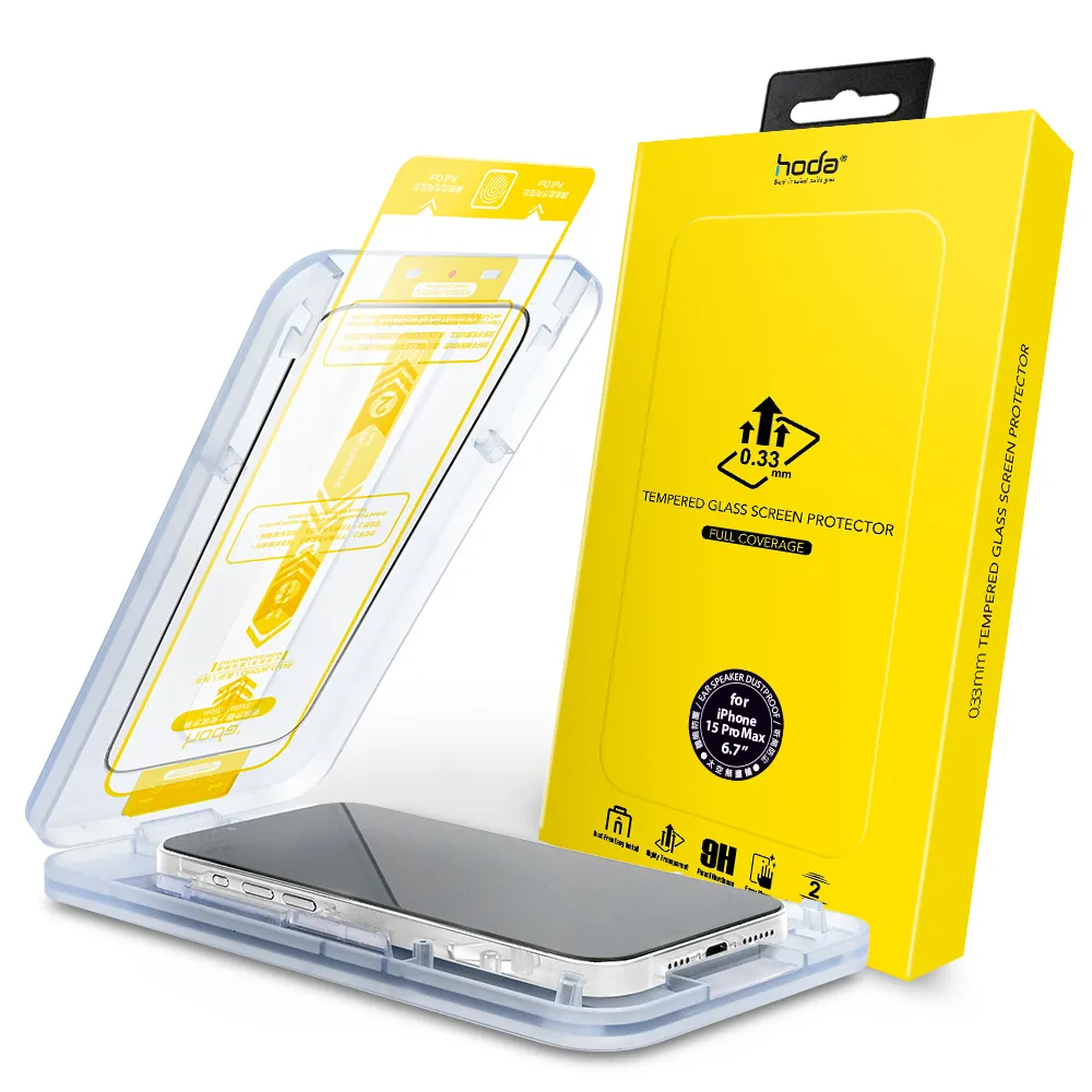 Miếng dán cường lực kèm khung trợ dán HODA iPhone 15 series