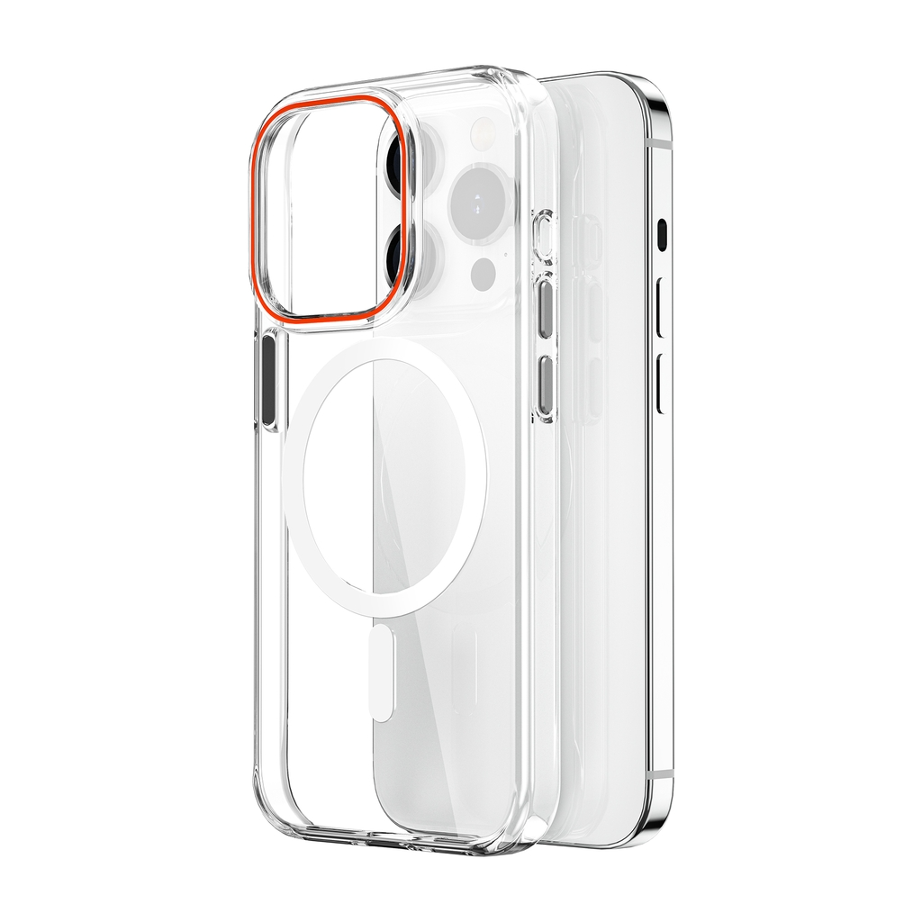 ỐP NHỰA TRONG CỨNG MAGSAFE VIỀN CAM MÀU IPHONE 15 PROMAX