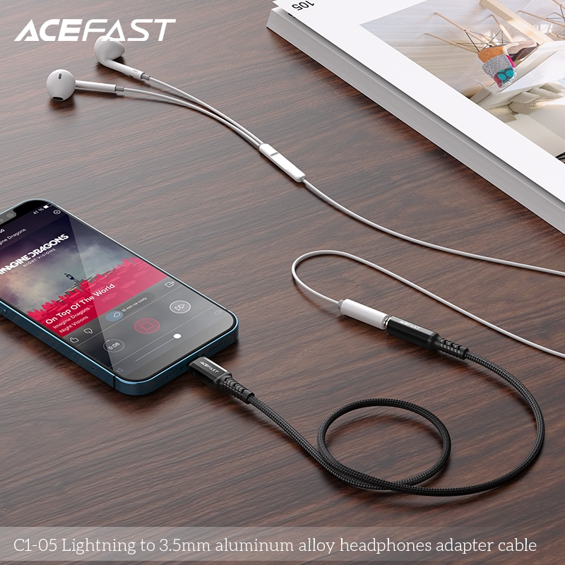  Cáp chuyển âm thanh ACEFAST Lightning to 3.5mm MFI (0.18m) 