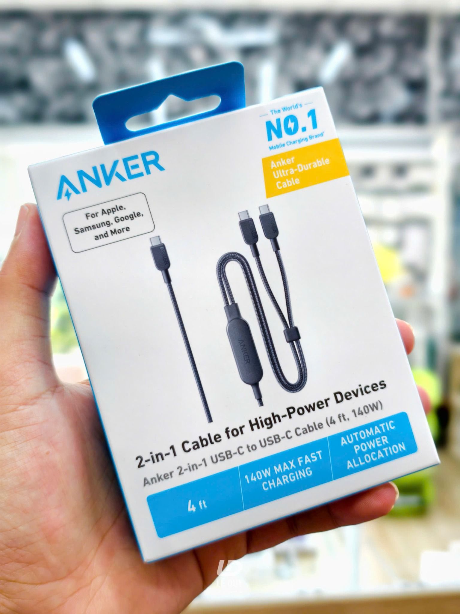 Cáp Type C to Type C Anker 2-in-1 dài 1.2m 140W - A8895