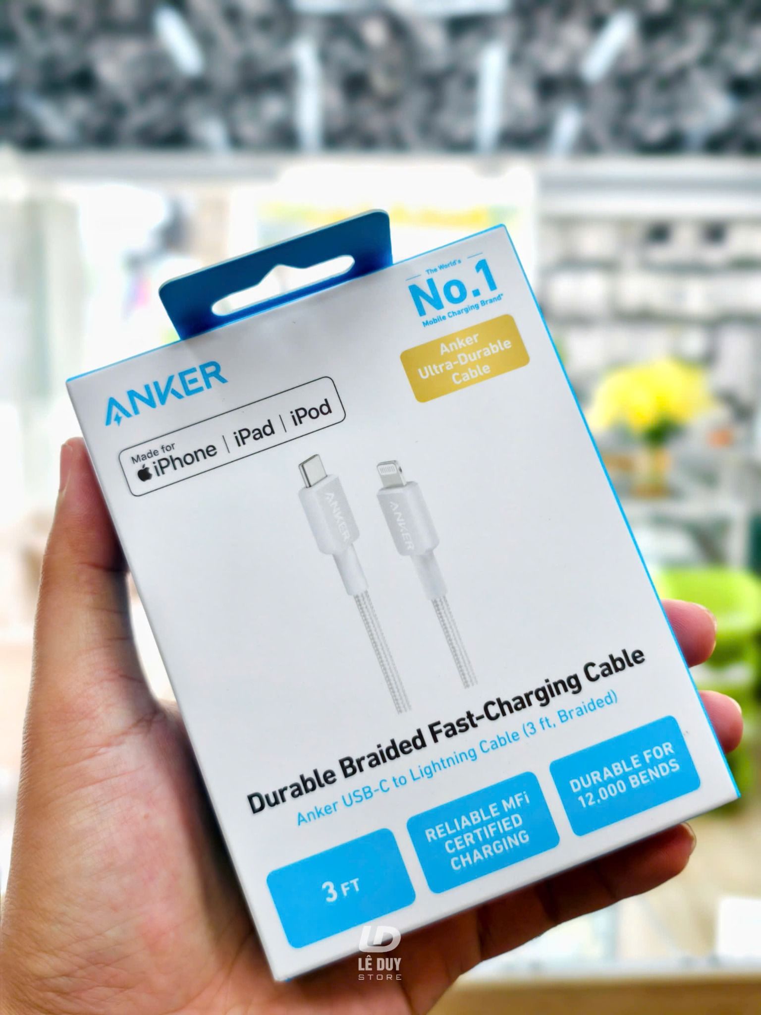 Cáp Sạc nhanh Anker 322 Type C – Lightning bọc dù MFI 0.9m