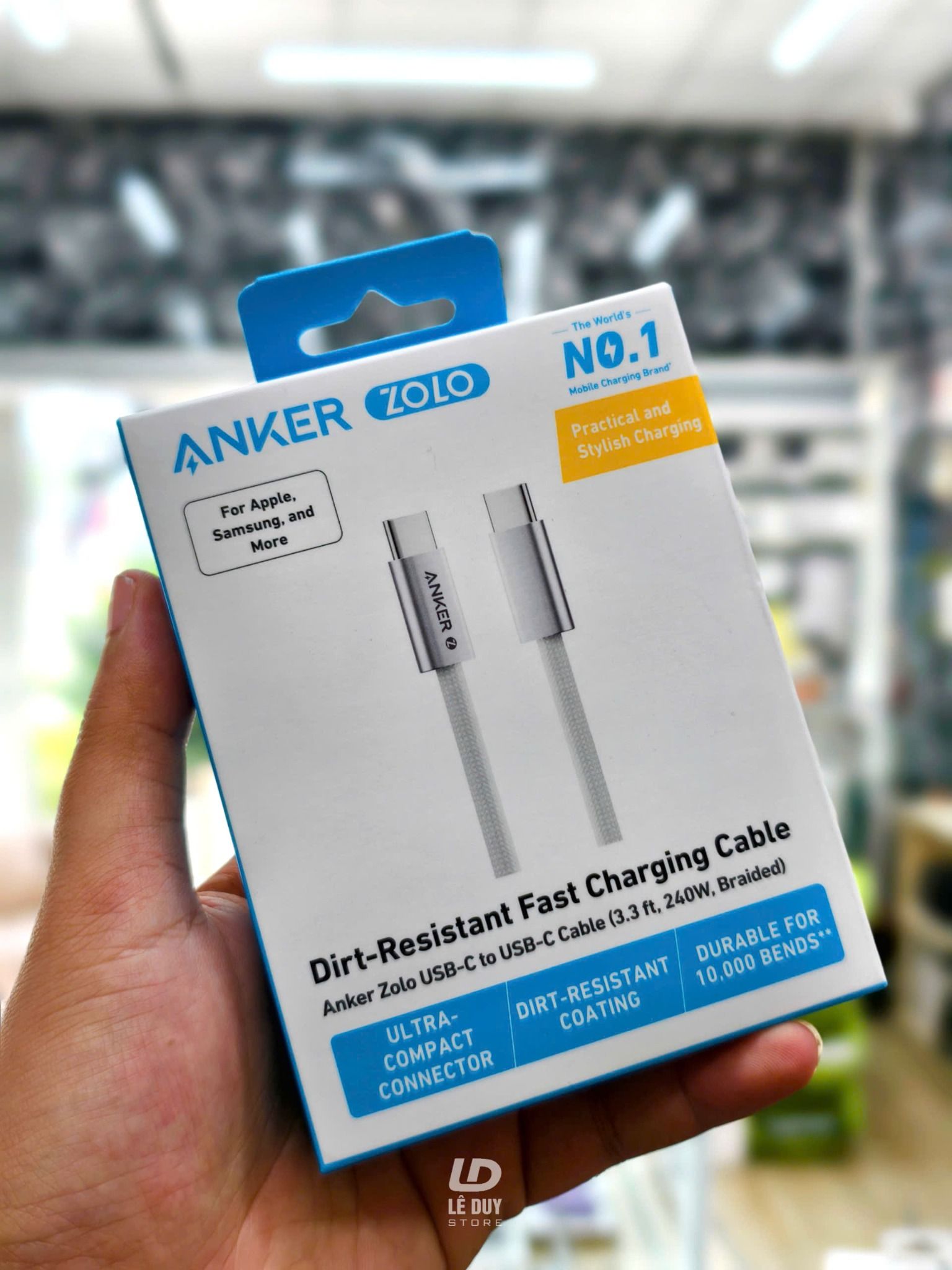 Cáp Sạc Nhanh Type C to Type C Anker Zolo dài 1M 240W
