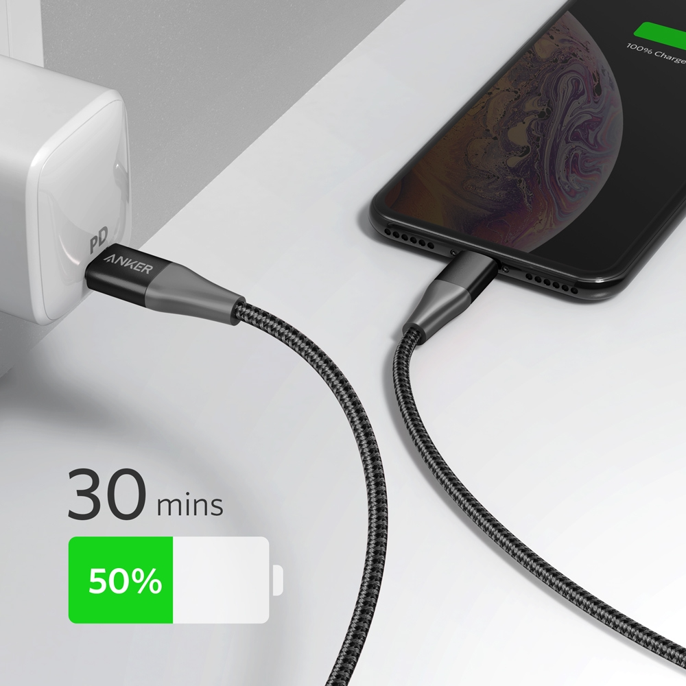 CÁP ANKER POWERLINE+ II LIGHTNING TO USB-C, DÀI 0.9M - A8652