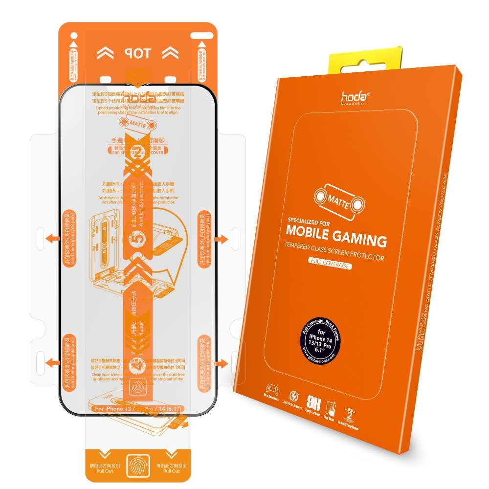 Miếng dán cường lực HODA chống bám vân tay có viền đen cho iPhone 14 series