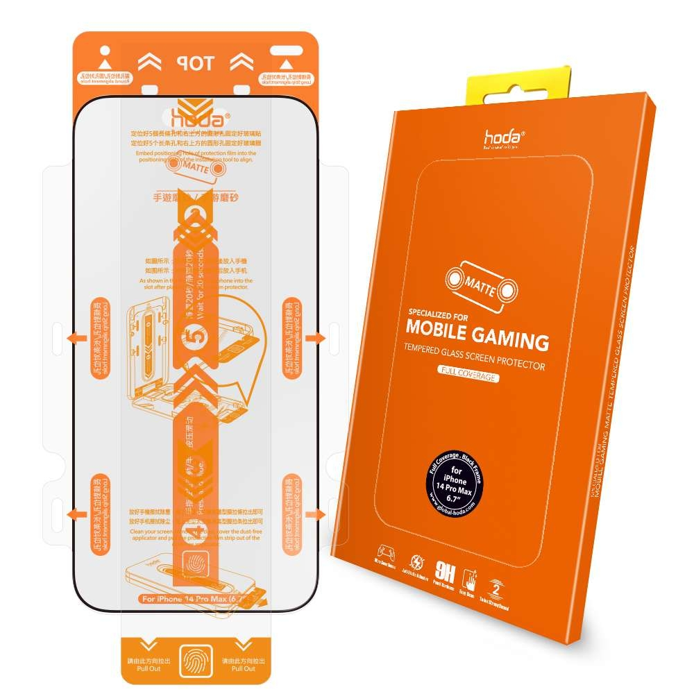 Miếng dán cường lực HODA chống bám vân tay có viền đen cho iPhone 14 series