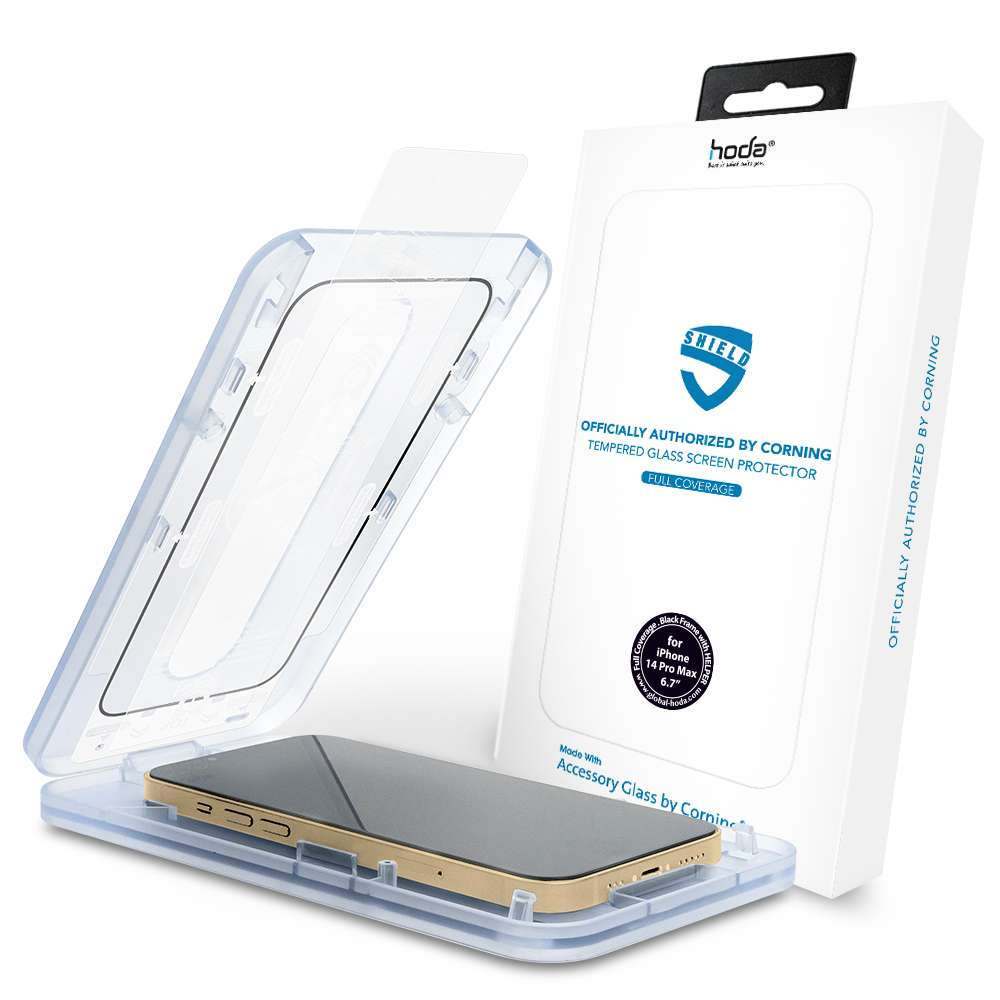 Kính cường lực kèm khung trợ dán HODA chống trầy AGbC by Corning cho iPhone 14 series