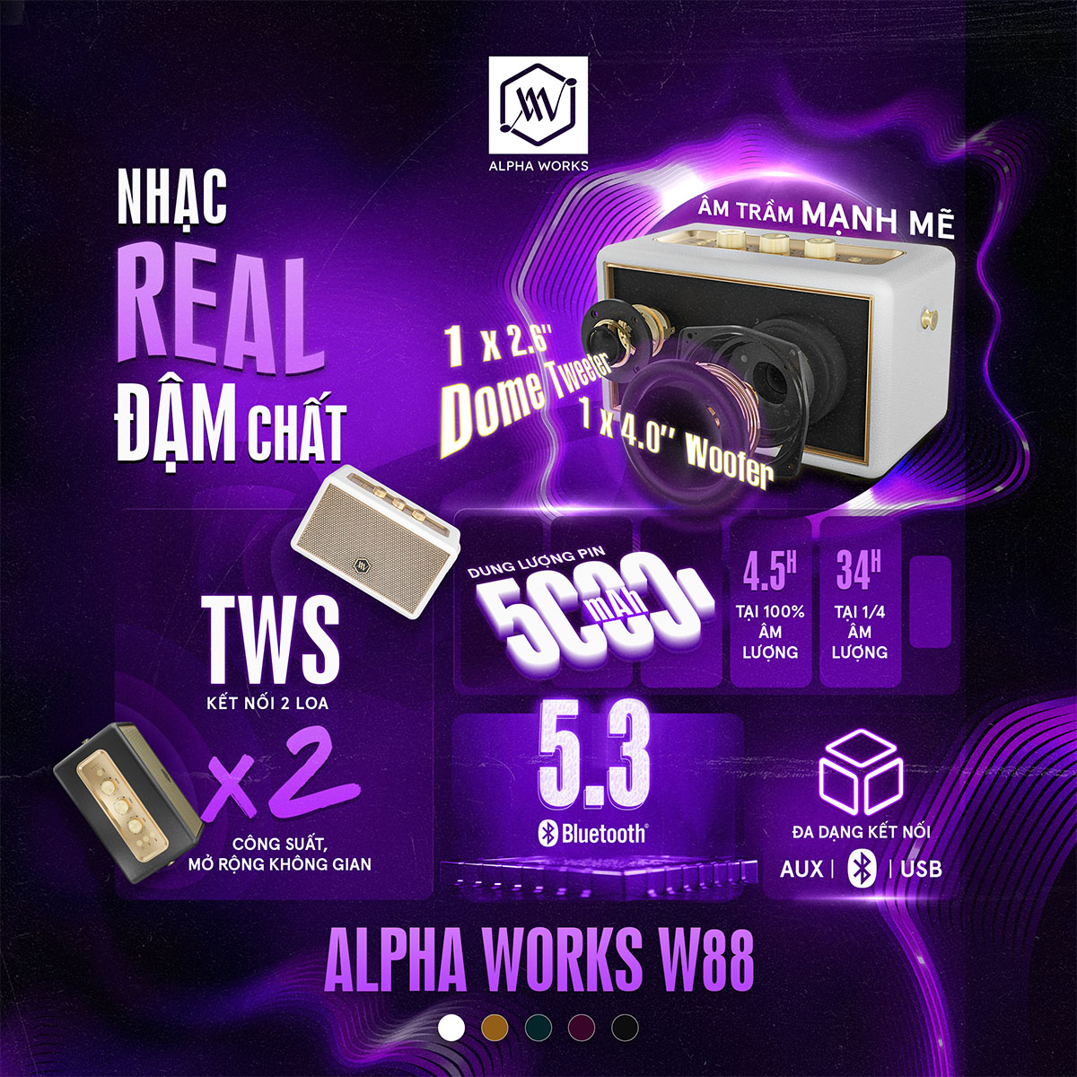 Loa Bluetooth Alpha Works W88