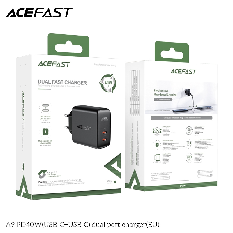  Sạc ACEFAST PD3.0 40W 2 cổng USB-C (EU) - A9 