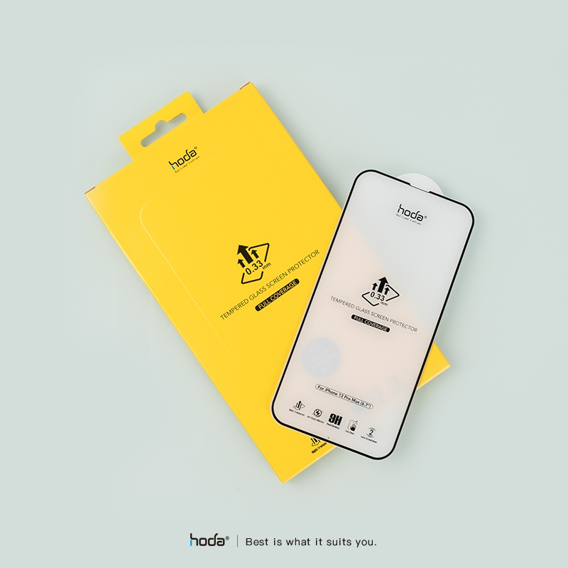 Miếng dán cường lực HODA trong suốt có viền đen cho iPhone 13 series