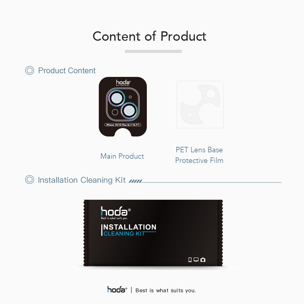 Kính bảo vệ camera HODA Sapphire cho iPhone 15 và 15 Plus