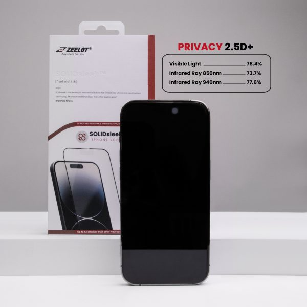 Miếng Dán Cường Lực Chống Nhìn Trộm Cho iPhone 15 Pro/ 15 Pro Max SOLIDsleek ZEELOT