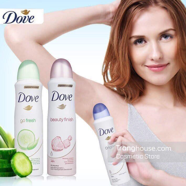 Xịt Khử Mùi Dove Go Fresh Cucumber & Green Tea Anti-perspirant Dưỡng Da Sáng Mịn Dưa Leo & Trà Xanh 150ml