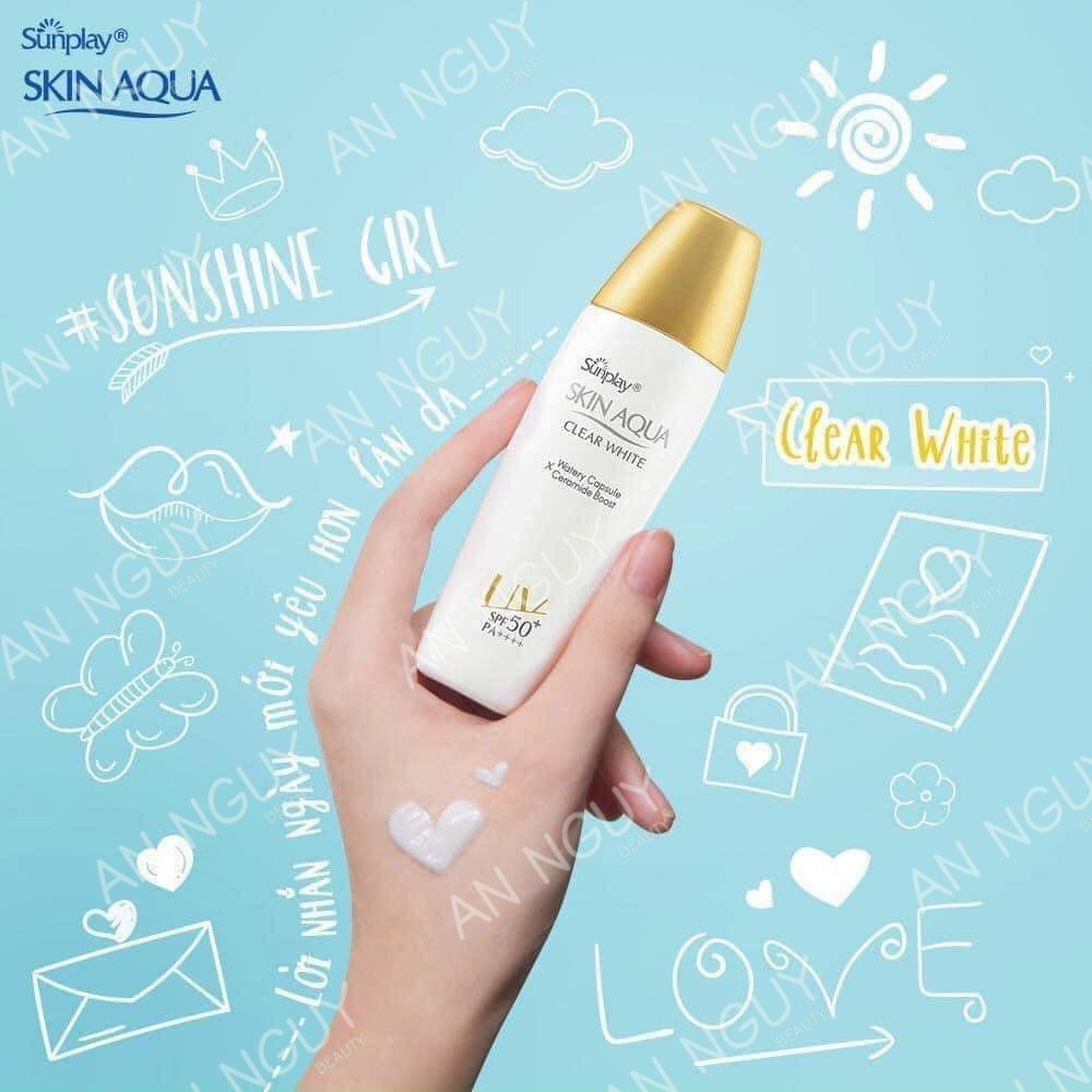 Sữa Chống Nắng Skin Aqua Clear White SPF50+ PA++++ Dưỡng Da Sáng Mịn Cho Da Dầu, Hỗn Hợp Dầu