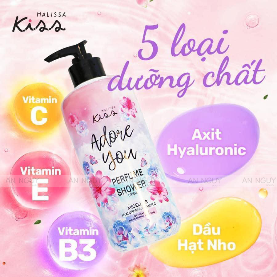 [Date 04/09/2024] Sữa Tắm Malissa Kiss Perfume Shower Cream Hương Nước Hoa 350ml