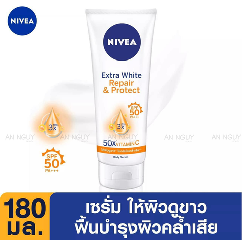 Tinh Chất Dưỡng Thể Chống Nắng Nivea Extra White Repair & Protect Body Serum SPF50 PA+++ Dưỡng Trắng 180ml