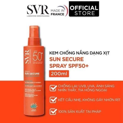 Kem Chống Nắng Dạng Xịt SVR Sun Secure SPF 50+ Cho Mặt Và Body 200ml