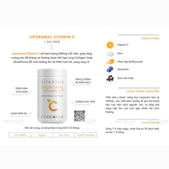 Viên Uống CodeAge Liposomal Vitamin C+ Chống Lão Hóa, Sáng Da, Tăng Cường Miễn Dịch 180 Viên