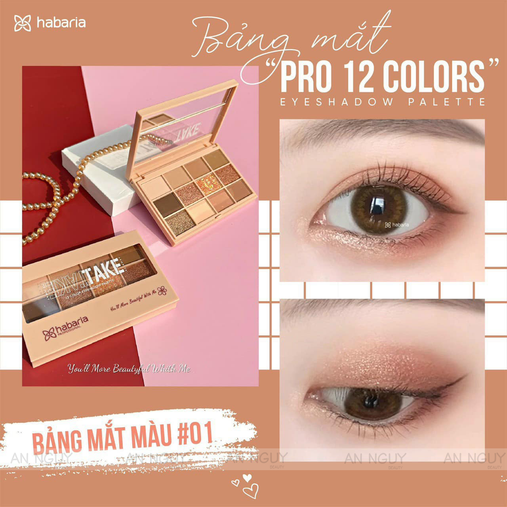 Bảng Phấn Mắt 12 Ô Habaria Eyeshadow Palette 12gr