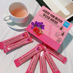 Bột Uống Đẹp Da Korea Bio Health Saffron Pomegranate Collagen Prebiotics Vitamin 30 Gói