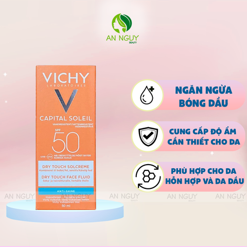 Kem Chống Nắng Vichy Capital Soleil Dry Touch Face Emulsion SPF 50 Cho Da Dầu, Hỗn Hợp 50ml