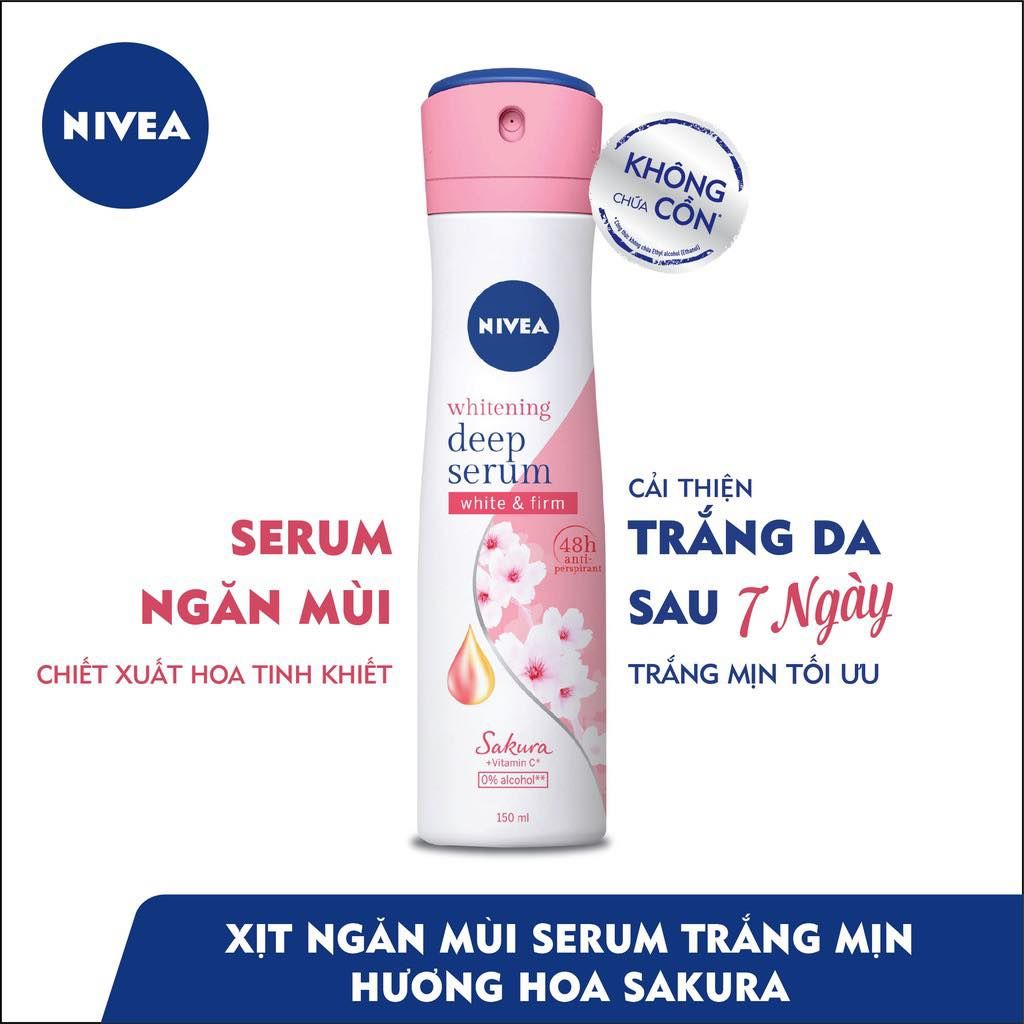 Xịt Ngăn Mùi Nivea Brightening Deep Serum Spray Dưỡng Sáng 150ml