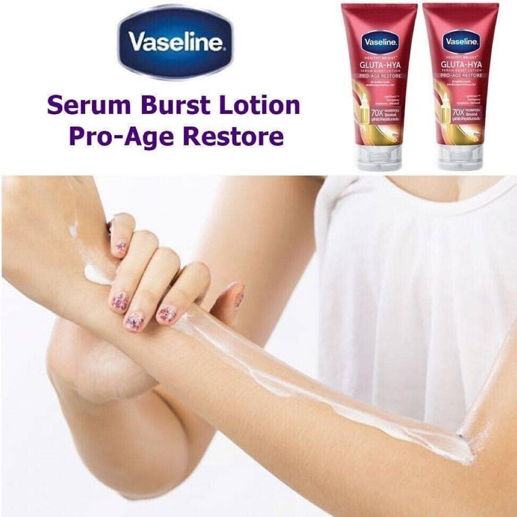 Dưỡng Thể Trắng Da Vaseline 70X Gluta-Hya Pro-Age Restore Serum Burst Lotion Chống Lão Hóa 300ml