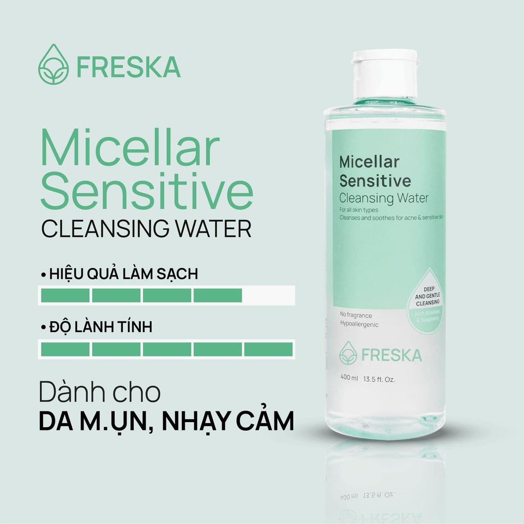 Nước Tẩy Trang Freska Micellar Sensitive Cleansing Water Sạch Sâu, Dưỡng Ẩm 400ml