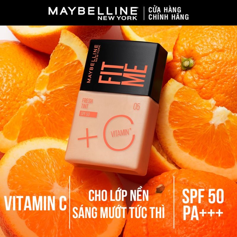 Kem Nền Maybelline Fit Me Fresh Tint SPF50 + Vitamin C Cho Lớp Nền Căng Mướt 30ml