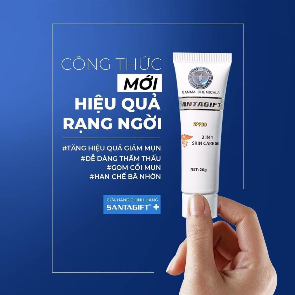 Gel Giảm Mụn Santagift 3 In 1 Skin Care Gel SPF 30 Giảm Thâm, Ngừa Mụn 20g