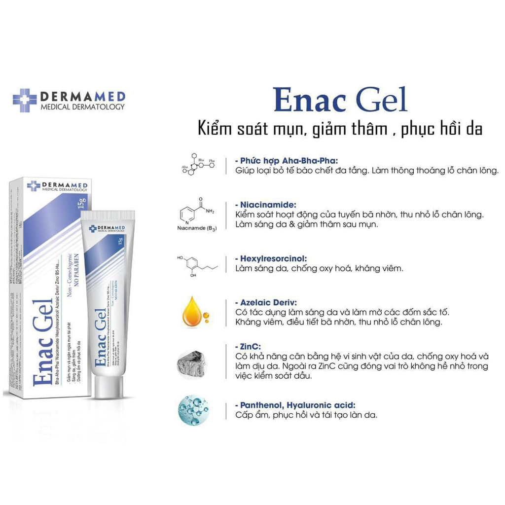 Gel Giảm Mụn, Hỗ Trợ Mờ Thâm Enac Gel 15g