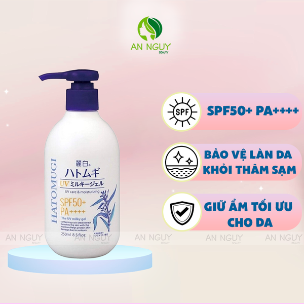 Gel Dưỡng Thể Chống Nắng Hatomugi UV Care & Moisturizing SPF50+ PA++++ Dưỡng Ẩm Cho Da 250ml