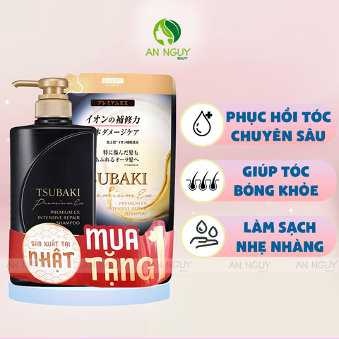 [MUA 1 TẶNG 1] Dầu Gội Tsubaki Premium Ex Intensive Repair Shampoo 490ml + Tặng Túi Refill Dầu Gội Tsubaki 330ml