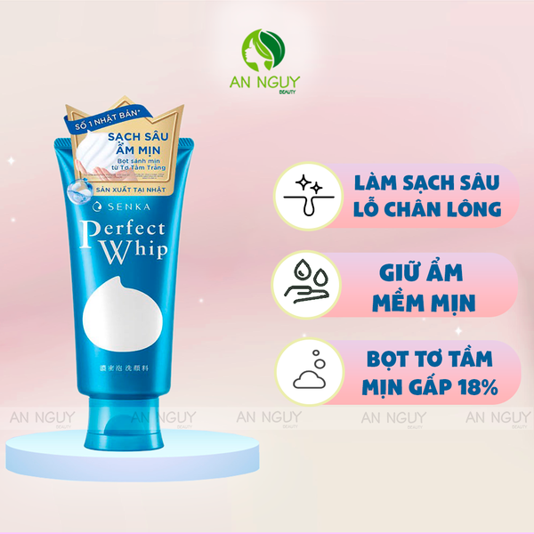 Sữa Rửa Mặt Senka Tạo Bọt Perfect Whip Facial Foam Wash Làm Sạch Sâu, Dưỡng Ẩm 120g