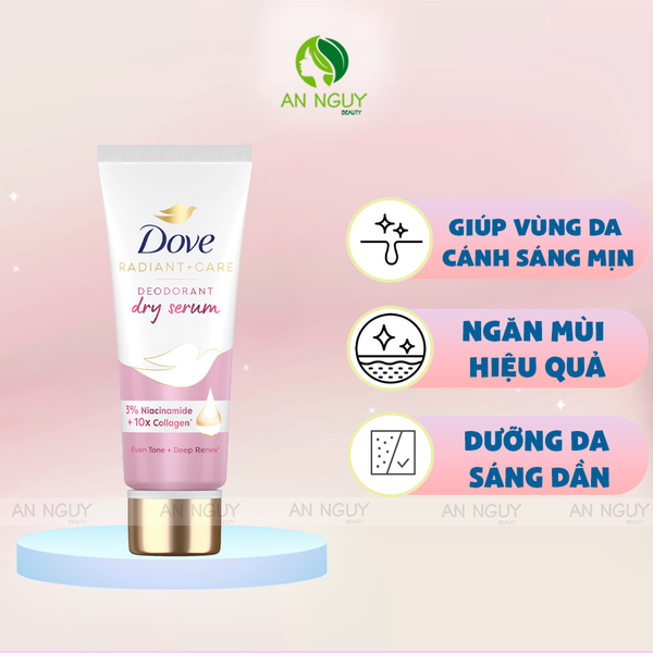 Kem Ngăn Mùi Dove Deodorant Dry Serum 3% Niacinamide Dưỡng Sáng, Đều Màu 40ml