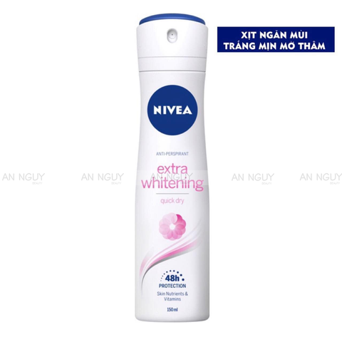 Xịt Ngăn Mùi Nivea Extra Whitening Spray Trắng Mịn & Mờ Thâm 150ml