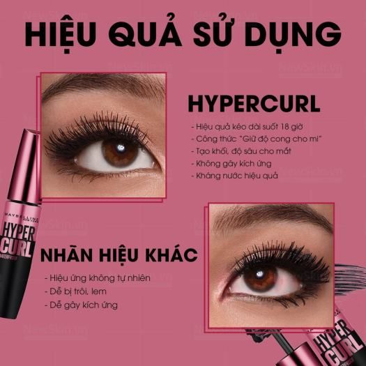 Mascara Maybelline Hyper Curl Waterproof Giúp Cong Mi 100°