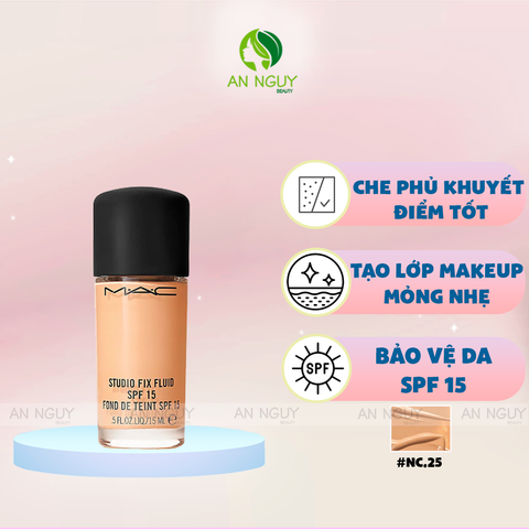 Kem Nền MAC Studio Fix Fluid SPF 15 Mini 15ml #NC25 - Màu Da Tự Nhiên