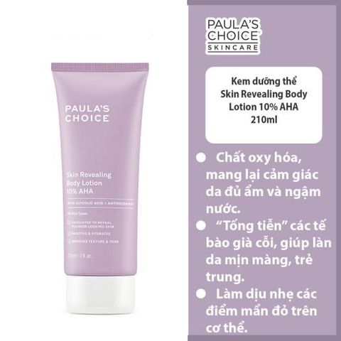 Kem Dưỡng Trắng Body Paula’s Choice Skin Revealing Body Lotion 10% AHA 210ml