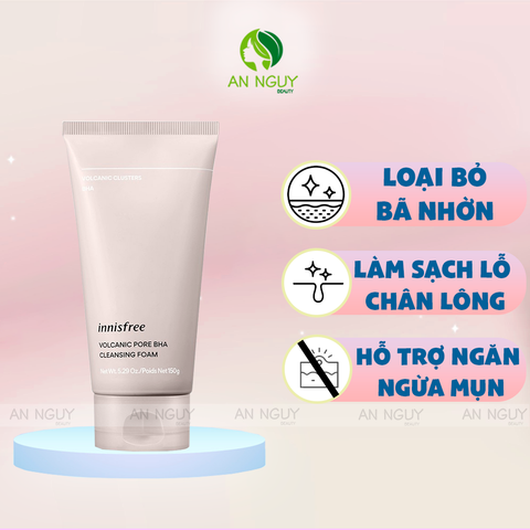 Sữa Rửa Mặt Innisfree Volcanic Pore BHA Cleansing Foam Tro Núi Lửa & BHA Kiểm Soát Nhờn 150g